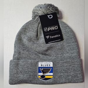 St. Louis Blues Fanatics Authentic Pro Home Ice Cuffed Knit Hat with Pom NWT
